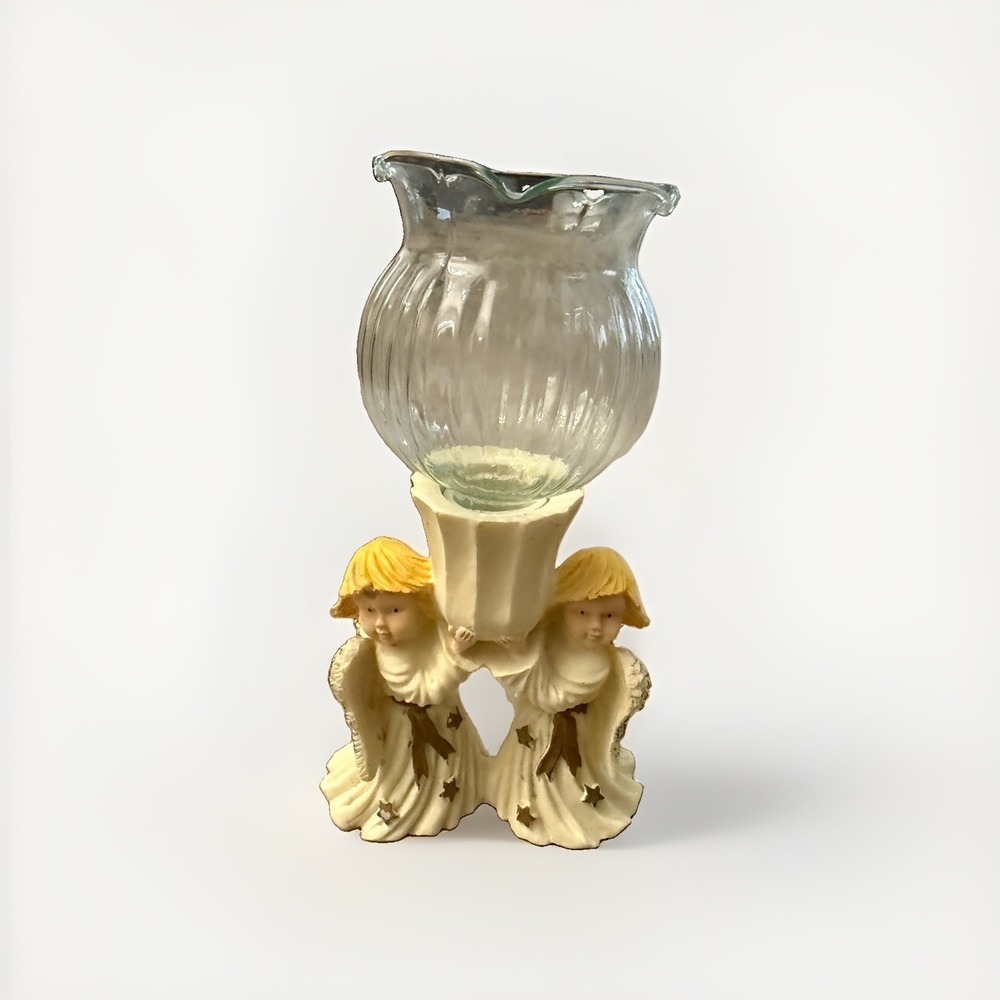Vintage Angel Candle Holder Cherubs Christmas Holiday Decor Rare NEW In Box
